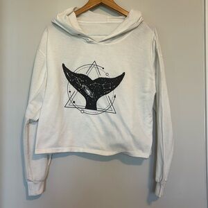 Whale Tail long sleeved cropped lightweight hoodie Sz L